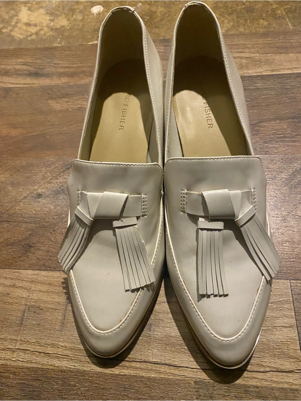 Marc Fisher Cream Tassel Pointed Loafers